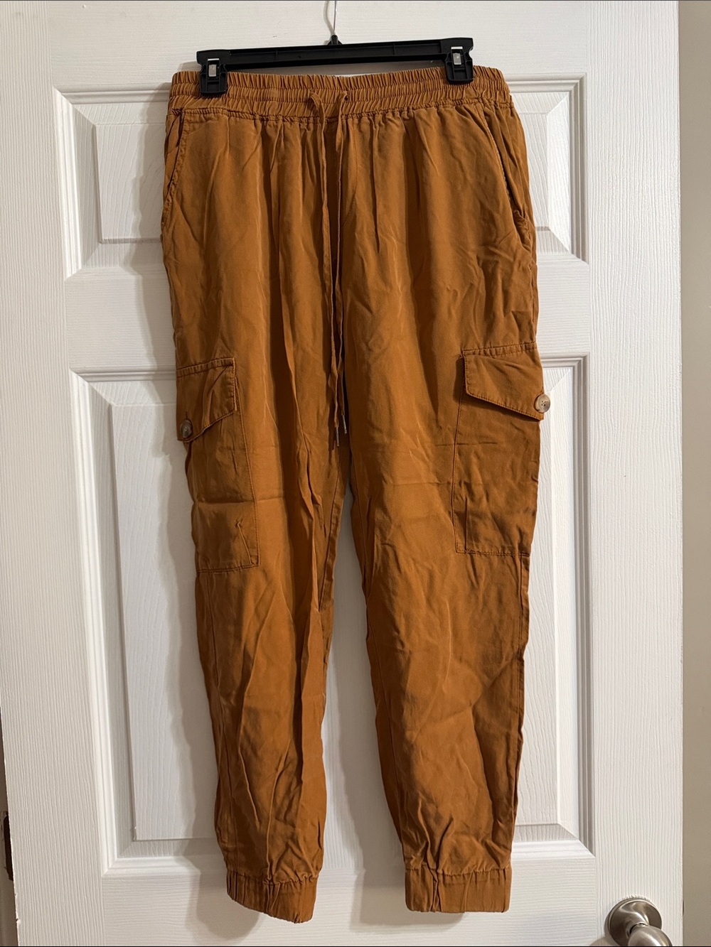 Women's Cargo Pants with Elastic Waist in Rust